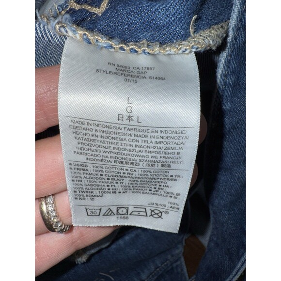 Gap 1969 Denim Overalls Shorts Women’s Size Large L Light Wash Distressed Cutoff - Picture 8 of 10